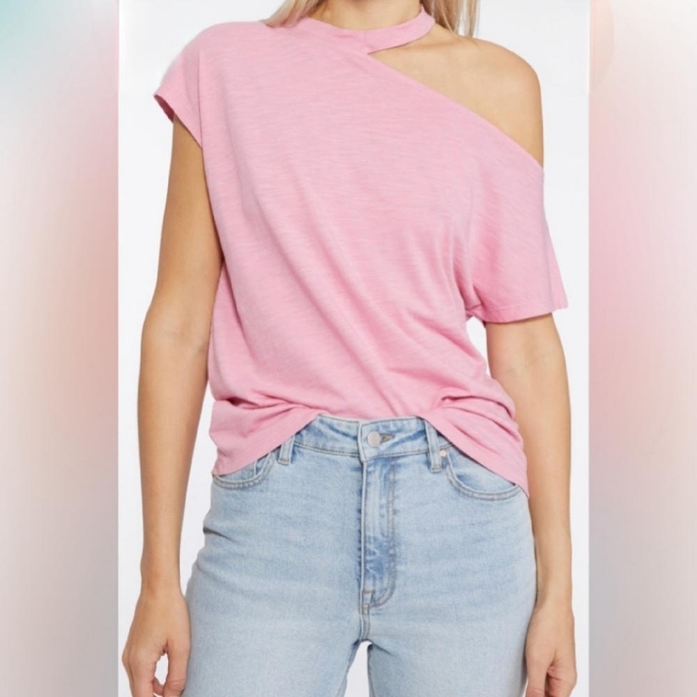 NWT Med anthropologie Sanctuary Part Time Lover Tee in Flamingo pink